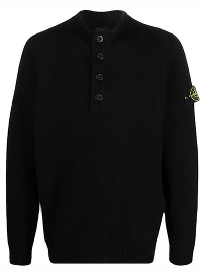 Wappen Patch Button Knit Top Black - STONE ISLAND - BALAAN 2