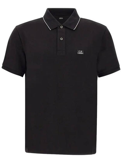 Stretch Piquet Striped Collar Polo Shirt Black - CP COMPANY - BALAAN 2