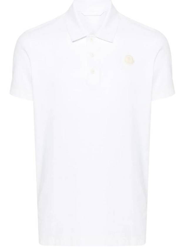 Men's Logo Patch Polo Shirt White - MONCLER - BALAAN 1