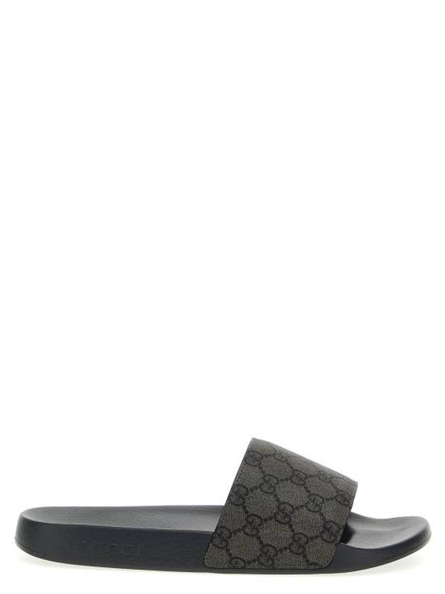 GG Monogram Slider Slippers Grey - GUCCI - BALAAN 2