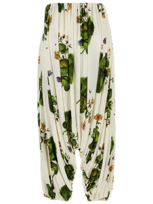 Viscose Blend Draped Wide Pants White Green - LOEWE - BALAAN 3