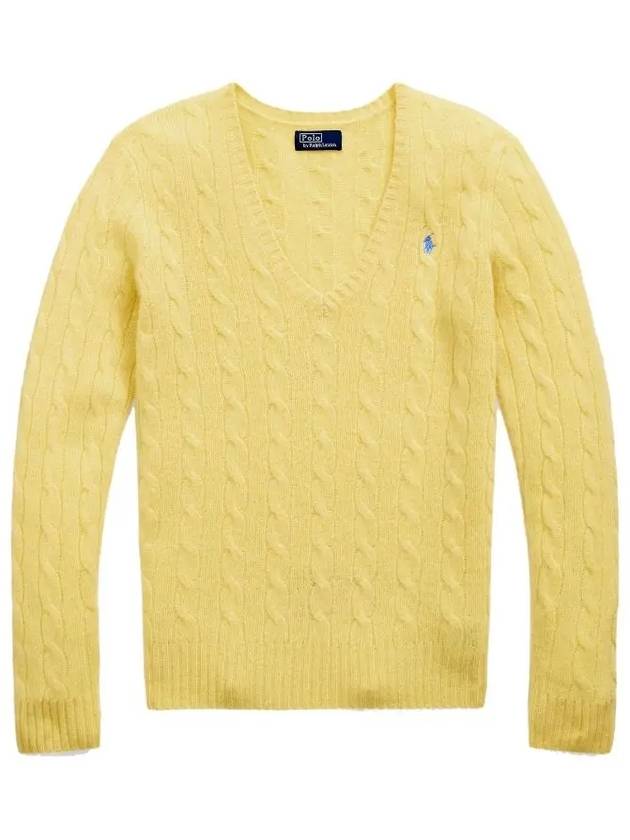 Kimberly Embroidered Pony Logo Cable Sweater Light Yellow - POLO RALPH LAUREN - BALAAN 2