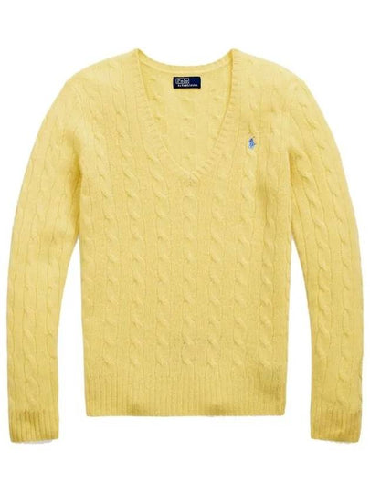 Kimberly Embroidered Pony Logo Cable Sweater Light Yellow - POLO RALPH LAUREN - BALAAN 2