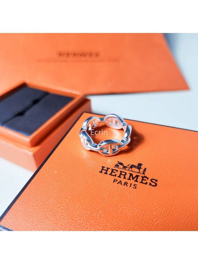 Small Chaine D'Ancre Enchainee Ring Silver - HERMES - BALAAN 2