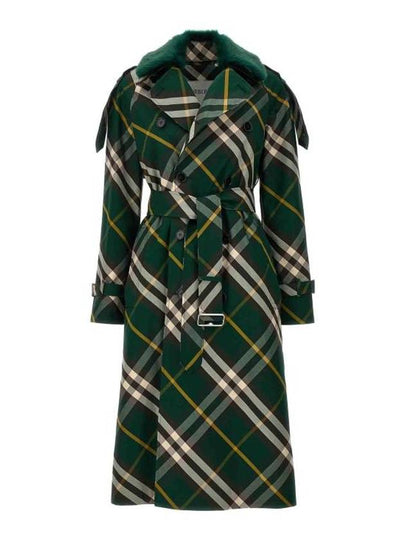 Check Pattern Trench Coat Green - BURBERRY - BALAAN 2