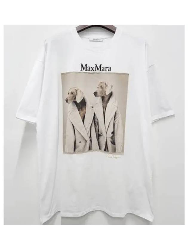 Women's Tacco Print Logo Cotton Short Sleeve T-Shirt White - MAX MARA - BALAAN 2