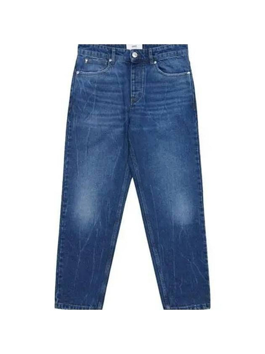 Men's Tapered Fit Denim Cotton Jeans Blue - AMI - BALAAN 1