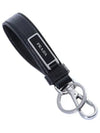 Logo Saffiano Leather Key Holder Black - PRADA - BALAAN 2