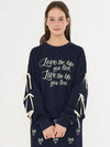 Ribbon Slit Lettering Overfit Sweatshirt Navy - METAPHER - BALAAN 3