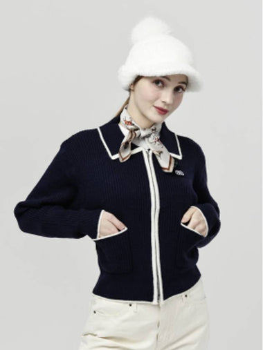 Doyou Know MC Women s Piping Color Scheme Shirt Collar Double sided Tissue Navy Thick Cardigan DO6242KT20 - DOYOUKNOWMC GOLF WEAR - BALAAN 1