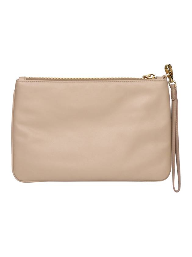 Logo Strap Leather Clutch Bag Pink - MIU MIU - BALAAN 3