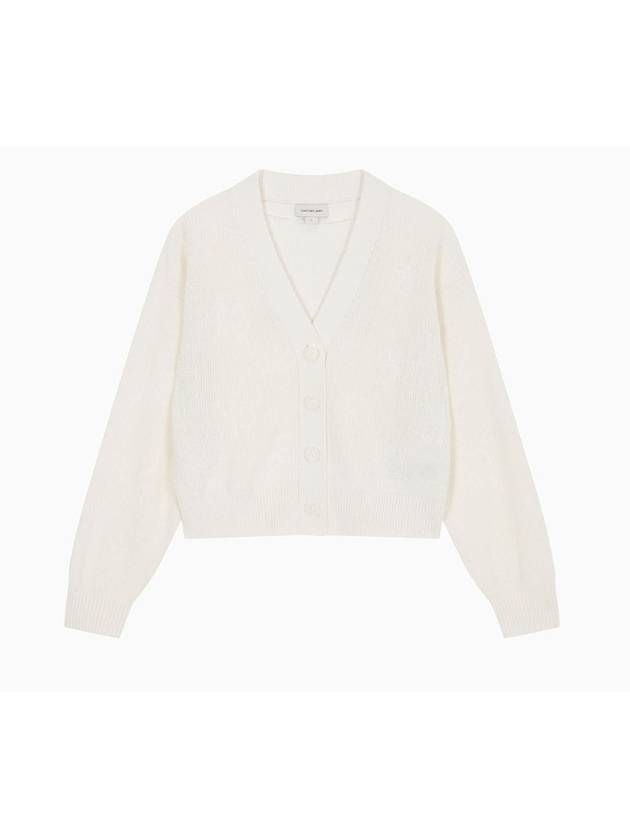 Jeans AOP V-Neck Cardigan Ivory - CALVIN KLEIN - BALAAN 1