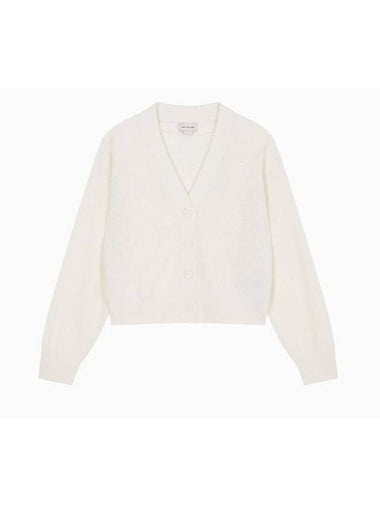 Jeans AOP V-Neck Cardigan Ivory - CALVIN KLEIN - BALAAN 1