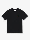 Small Heart Logo Short Sleeve T-Shirt Black - AMI - BALAAN 2