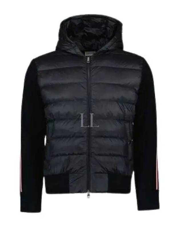 Logo Patch Padded Wool Hooded Jacket Black - MONCLER - BALAAN 2