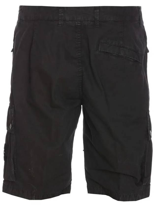 Logo Cotton Slim Cargo Shorts Black - STONE ISLAND - BALAAN 3