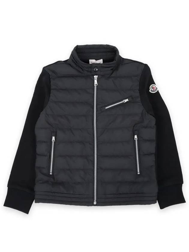 Kids Patch Logo Mix Down Zip Up Jacket Black 8G00011 809DK 999 8 10A - MONCLER - BALAAN 1