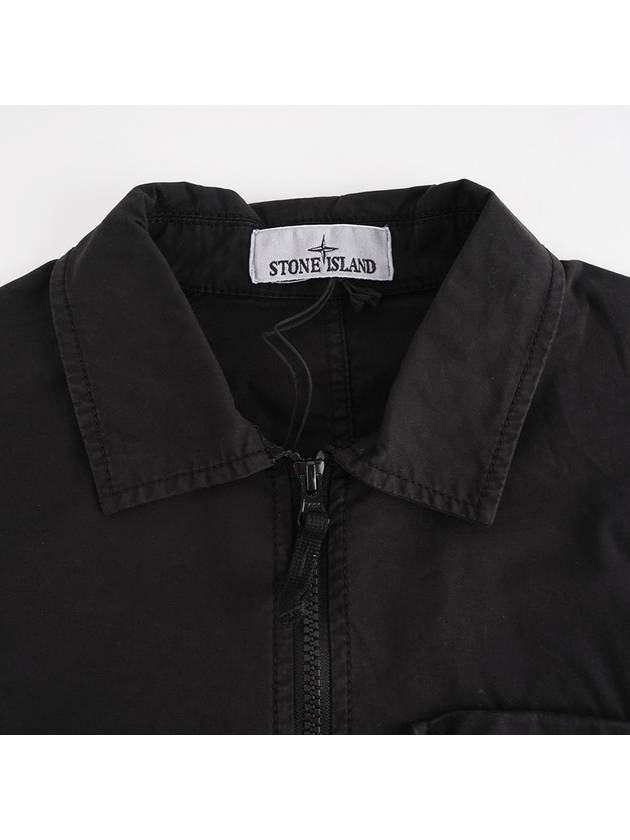 Stretch Cotton Gabardine Overshirt Jacket Black - STONE ISLAND - BALAAN 4