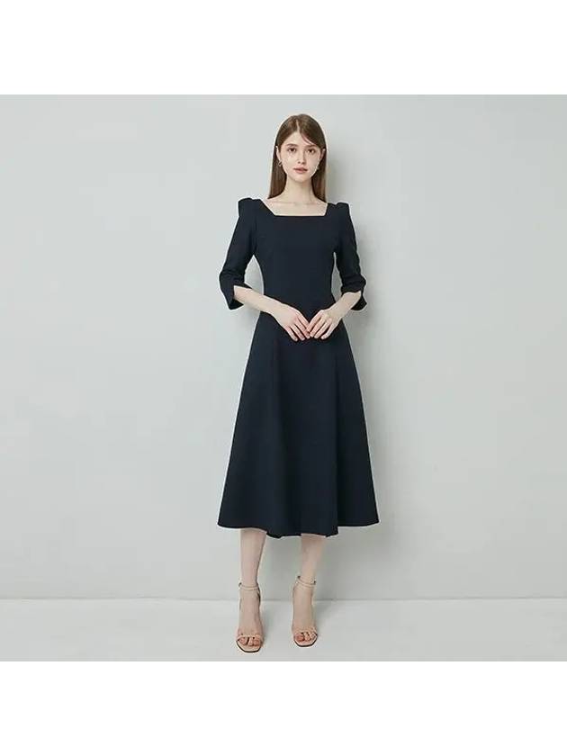 RISA Square neck tweed Dress Navy - AME - BALAAN 3