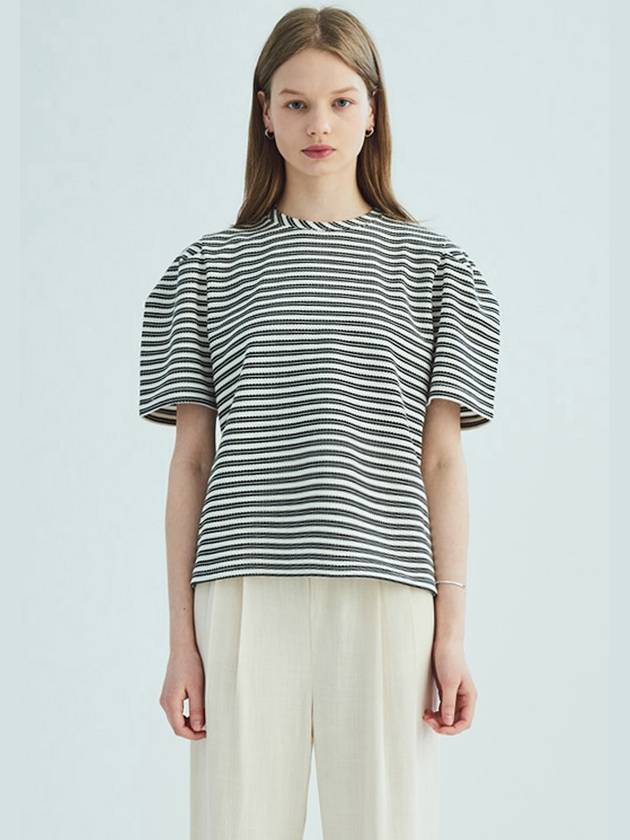 Stripe Puff Short Sleeve T-shirt Black - OPENING SUNSHINE - BALAAN 4
