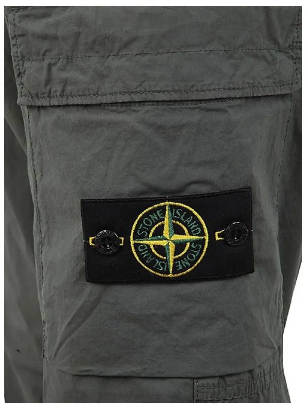 Stretch Cotton Tela Paracadute Cargo Straight Pants Dark Green - STONE ISLAND - BALAAN 3