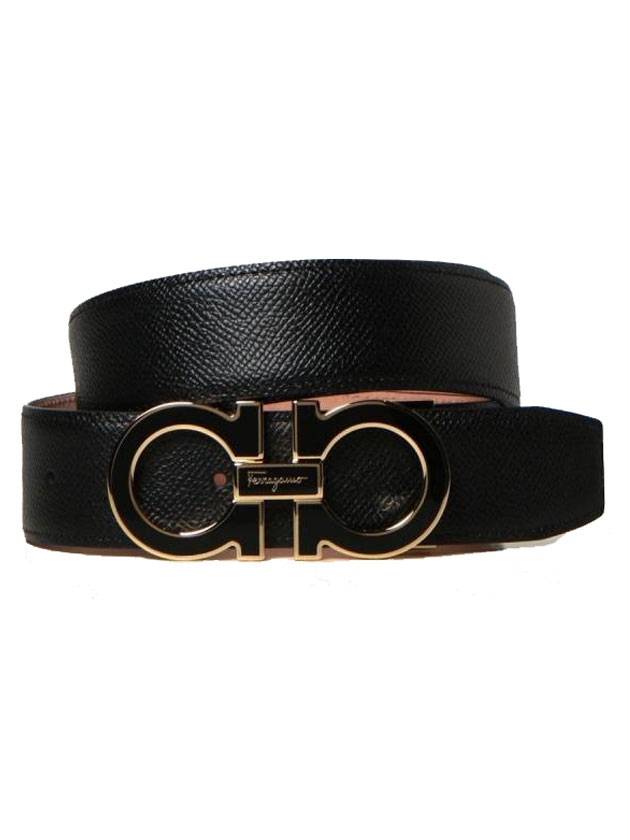 Gancini Metal Logo Leather Belt Black - SALVATORE FERRAGAMO - BALAAN 1