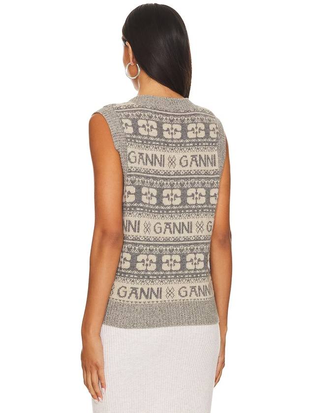 Multi Logo Striped Knit Vest Grey - GANNI - BALAAN 4