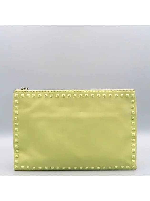 EWB00147 Yellow Garavani Large Rockstud Clutch Bag - VALENTINO - BALAAN 4