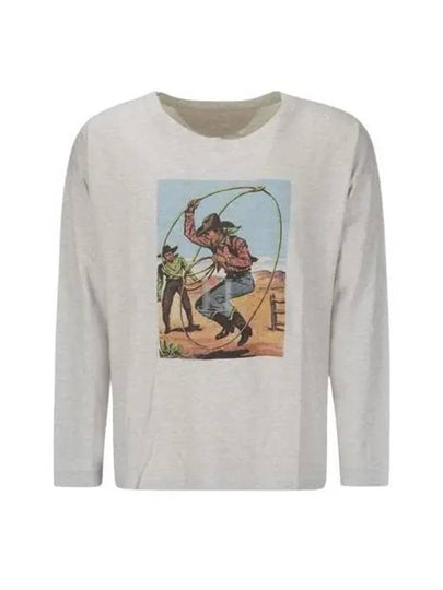 Cowboy Graphic Print Cotton Long Sleeve T-Shirt Oat Meal - MAISON MARGIELA - BALAAN 2