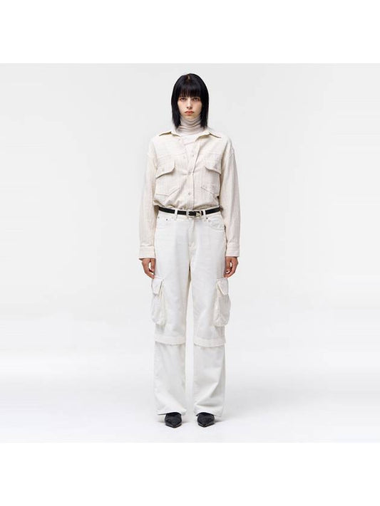 Unisex wide fit corduroy cargo pants Wivory - NUAKLE - BALAAN 2