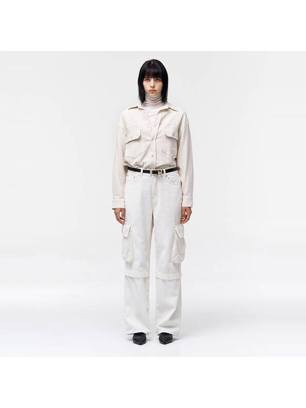 Unisex Corduroy Cargo Wide Pants Ivory - NUAKLE - BALAAN 2