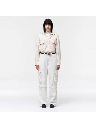 Unisex Corduroy Cargo Wide Pants Ivory - NUAKLE - BALAAN 1