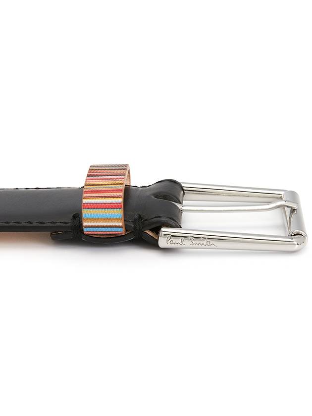 Signature Striped Leather Belt Black - PAUL SMITH - BALAAN 7