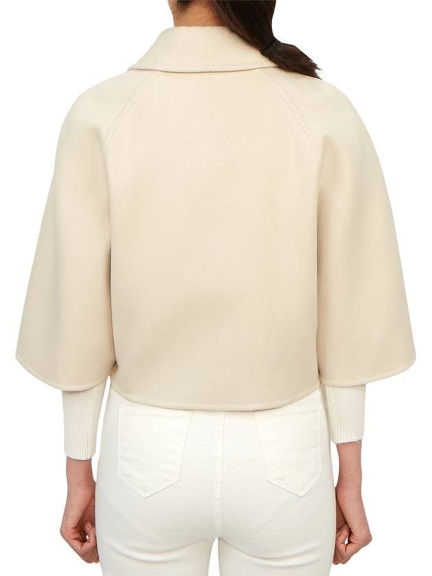 Volume Crop Double Breasted Virgin Wool Cape Beige - MAX MARA - BALAAN 5