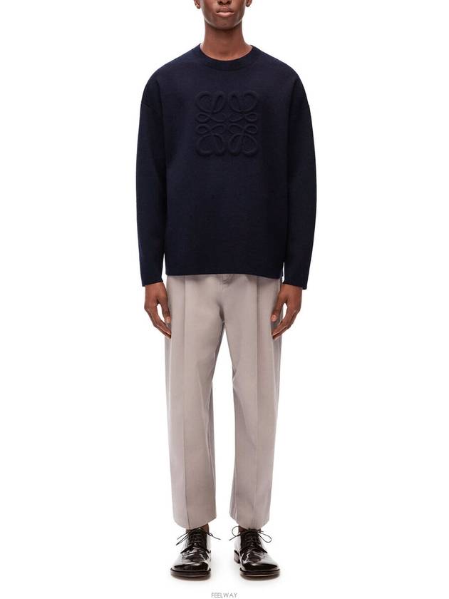 Debossed Anagram Wool Knit Top Navy - LOEWE - BALAAN 5