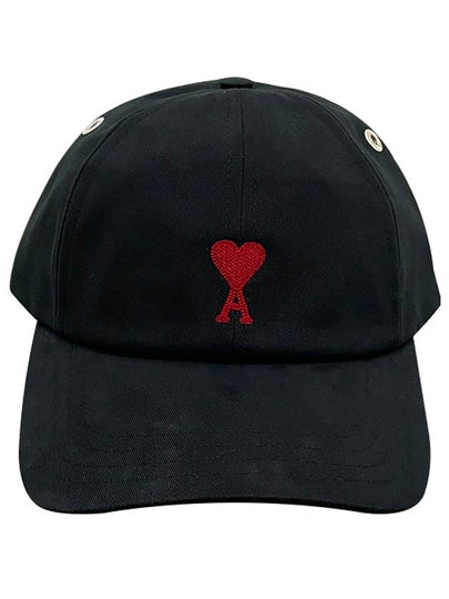 Embroidered Heart Logo Ball Cap Black - AMI - BALAAN 2