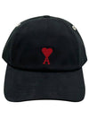 Embroidered Heart Logo Ball Cap Black - AMI - BALAAN 2