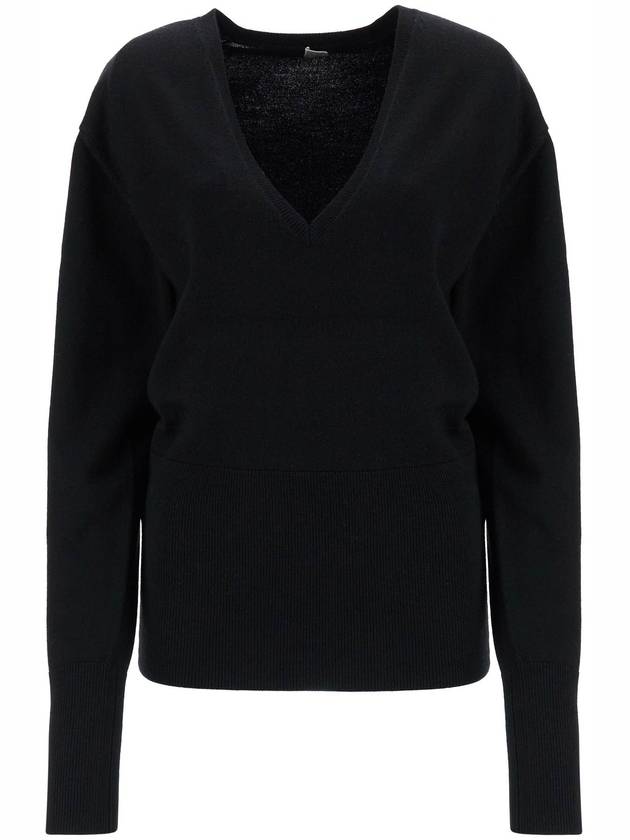 rws wool black sweater with deep v-neck - TOTEME - BALAAN 1