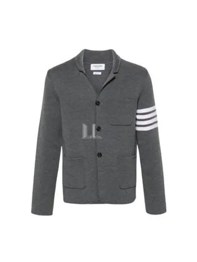 4 Bar Knit Blazer Jacket Mac Grey - THOM BROWNE - BALAAN 2