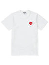 Play Men's Heart Logo Embroidered Short Sleeve T-Shirt P1 T322 3 White - COMME DES GARCONS - BALAAN 6