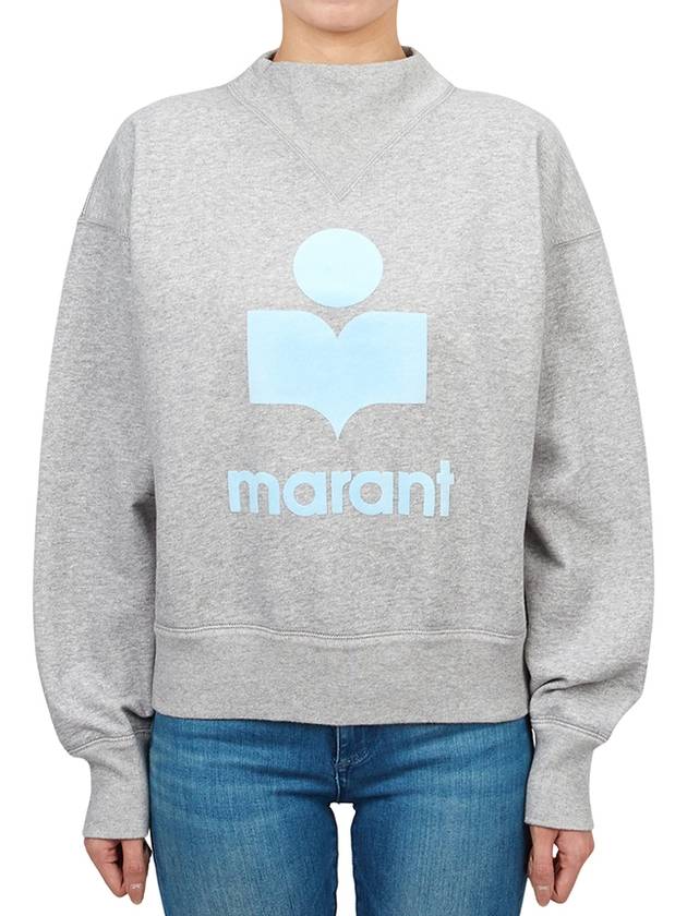 Moby Logo Print Sweatshirt Grey Ice Blue - ISABEL MARANT ETOILE - BALAAN 2