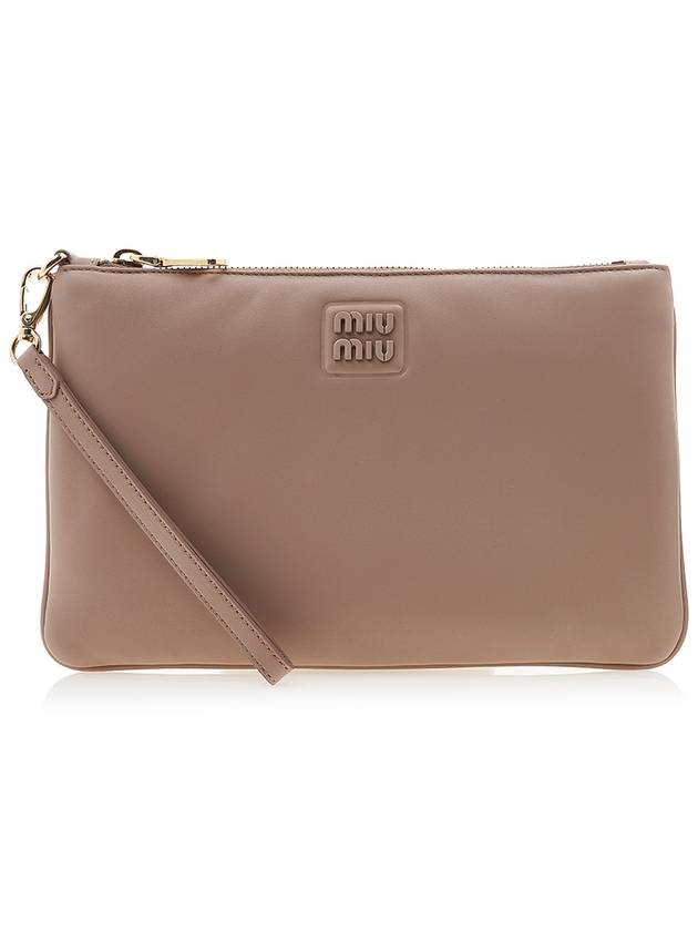 Logo Strap Leather Clutch Bag Pink - MIU MIU - BALAAN 2