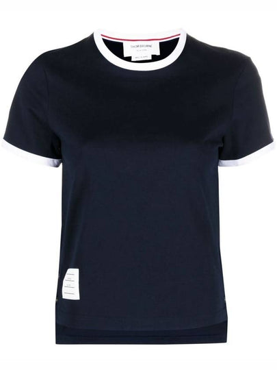 Asymmetric Hem Short Sleeve T-Shirt Navy - THOM BROWNE - BALAAN 2