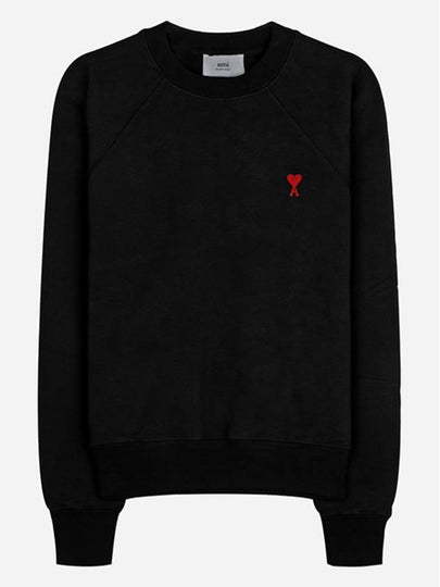 Small Heart Logo Sweatshirt Black - AMI - BALAAN 2