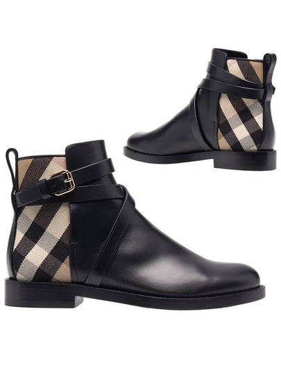 House Checked Leather Chelsea Boots Black - BURBERRY - BALAAN 2