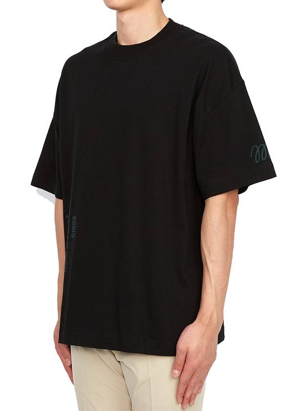 Men's Signature Short Sleeve T-Shirt Black - CARHARTT WIP - BALAAN 4