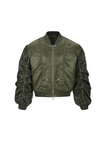 Mesh Sleeve Bomber Jacket Khaki - ANDERSSON BELL - BALAAN 1