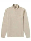 Embroidered Pony Logo Half Zip-Up Knit Top Beige - POLO RALPH LAUREN - BALAAN 2