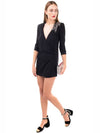 Georgette Jewel Decoration Opake Black Silk Jacket Style OnePiece Dress Size S - SAINT LAURENT - BALAAN 2