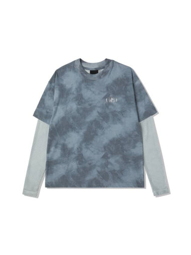 Tie Dye Mesh Layered T-Shirt Blue - VAEKCIE - BALAAN 1